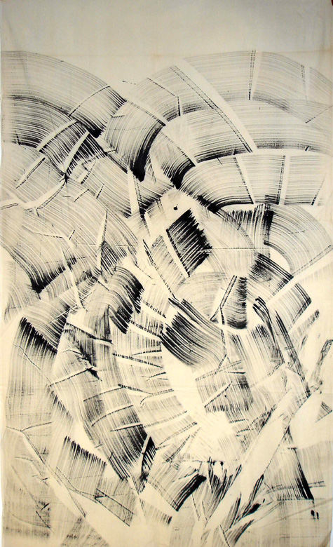 Image 50/: Painting, Acrylic on cotton sheet. <I>Untitled</I> 1994 - 235 x 120 cm.